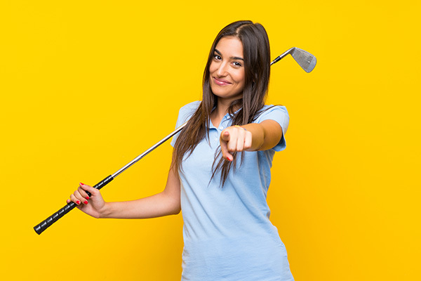 Stylish female golfer