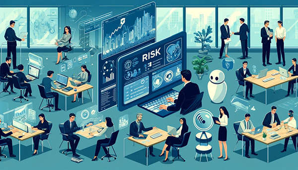 Made by image generator（ChatGPT リスクヘッジしている人の画像作成して）