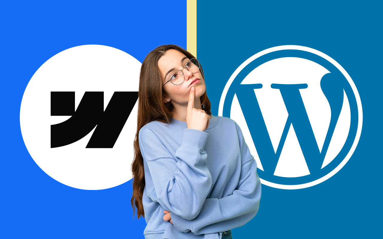 WebflowとWordPressの間で悩む女性