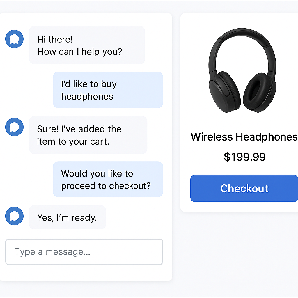 チャットボットが購入導線を支援する画面イメージ