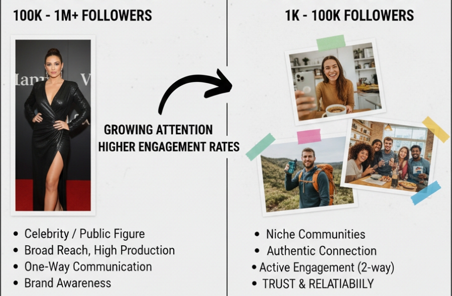 Nano・Micro・Macroインフルエンサーの分類イメージ